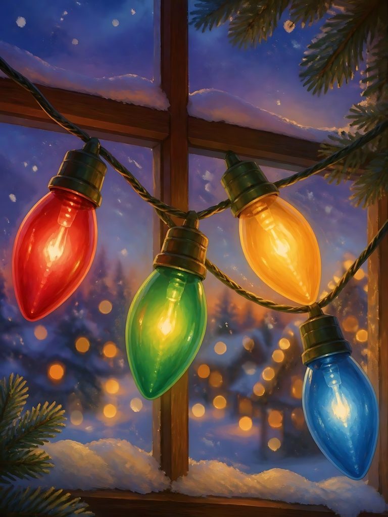 Big colourful Christmas fairy lights